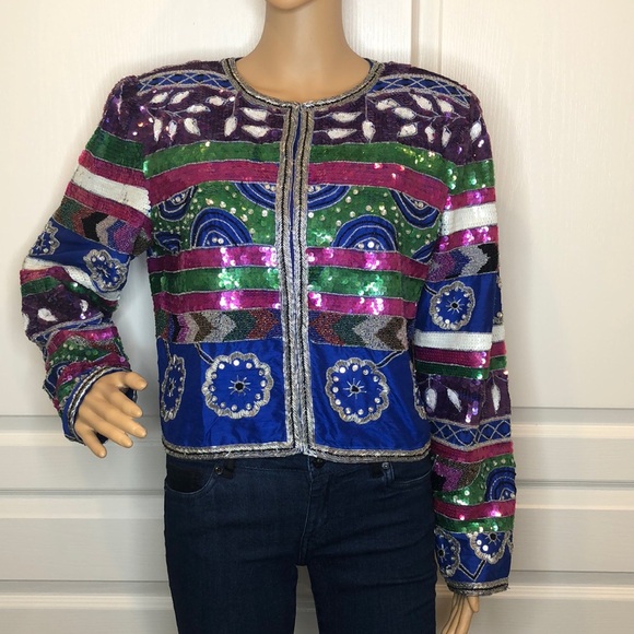 Laurence Kazar Jackets & Blazers - Laurence Kazar Sequined & Beaded Jacket Size L